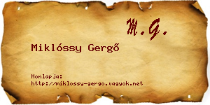 Miklóssy Gergő névjegykártya